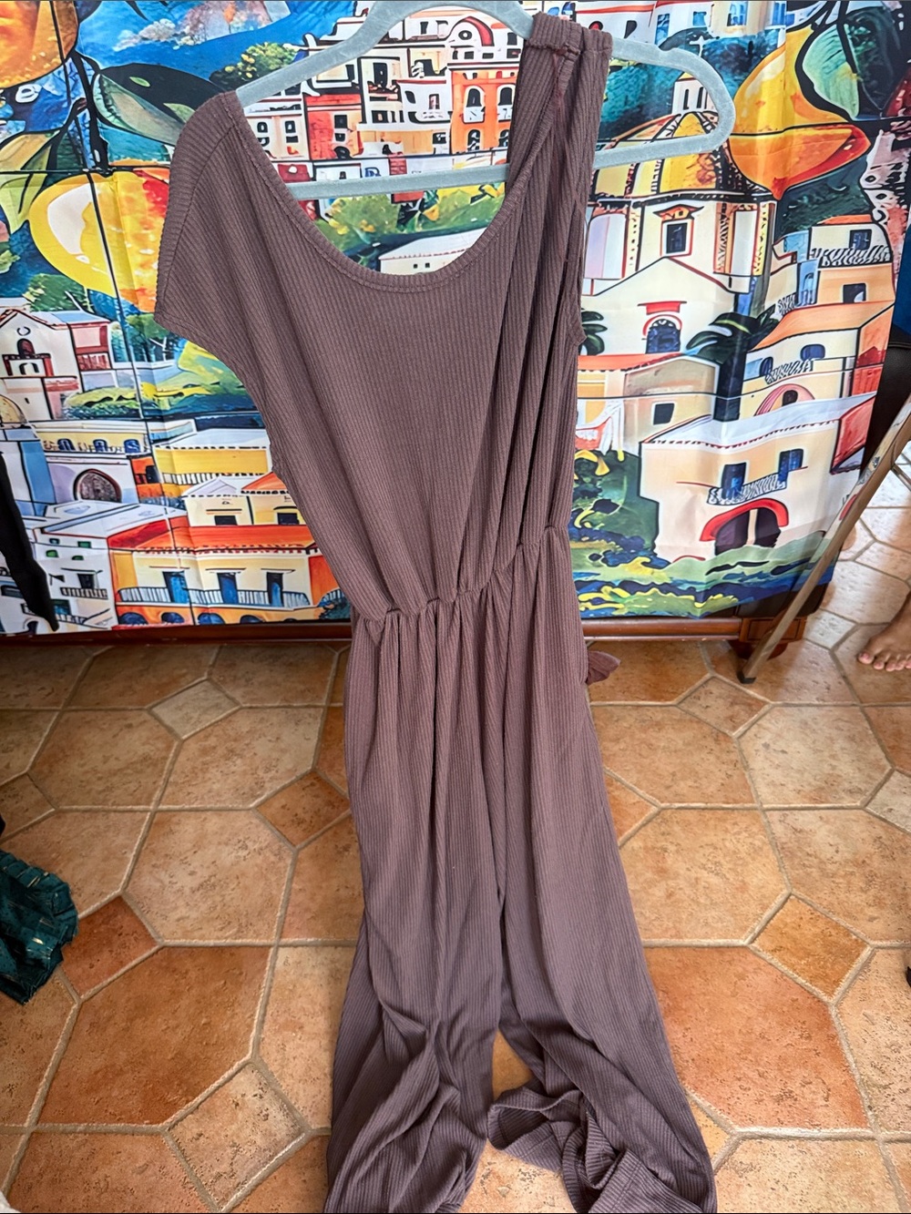 Women's Taupe Ribbed Maxi Dress - Unbranded
